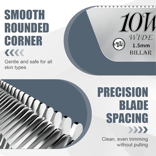 BILLAR® 10W Detachable Dog Grooming Wide Blades,Compatible with Andis,Oster A5,Wahl KM10 Series Clippers,Cut Length 1/16”(1.5mm) - size: 10W