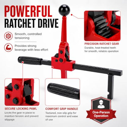 Chain Link Fence Stretcher Tool Heavy Duty, Fence Puller for Chain Link & Woven Wire Fence, 3-12" Adjustable Tension Range with Tilted Base & Hook Groove for Farm Garden Fence Repair