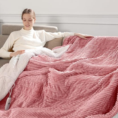 Electric Throw Blanket Heated Throw Blanket Pink Heated Blanket 50''X60'' - color: Dusty Rose, size: Throw(50"x60")