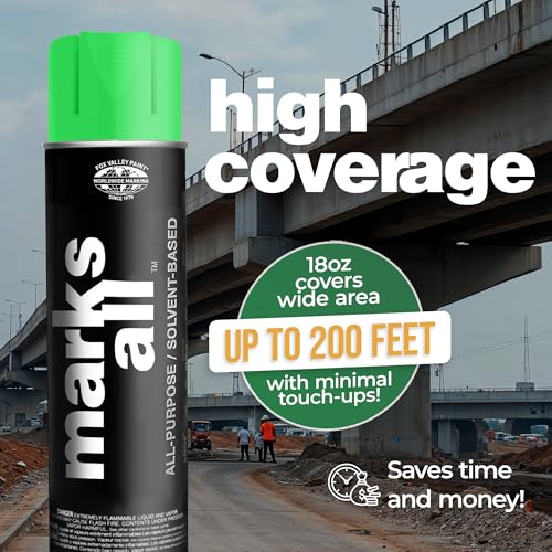 Fox Valley 17oz Marks All Solvent-Based Paint 12-Pack, Green Fluorescent - color: Green Fluorescent