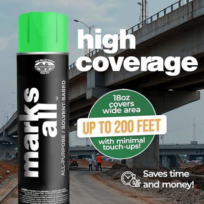 Fox Valley 17oz Marks All Solvent-Based Paint 12-Pack, Green Fluorescent - color: Green Fluorescent