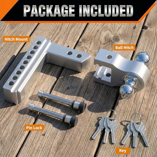 Adjustable Trailer Hitch for 2 Inch Receiver, 8 Inch Drop/Rise