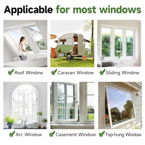 HOFUDON Window Screen Adjustable Magnetic Window Screen Replacement Max 47” x 51”, DIY Fiberglass Mesh Window Screens for House Windows White Frame Grey Mesh - color: White Frame Gray Mesh, size: 47" x 51"