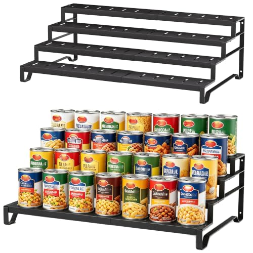 Expandable Can Organizer for Pantry, 4 Tier Metal Canned Food Storage 2Pack - size: 4tier*2pack