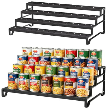 Expandable Can Organizer for Pantry, 4 Tier Metal Canned Food Storage 2Pack - size: 4tier*2pack
