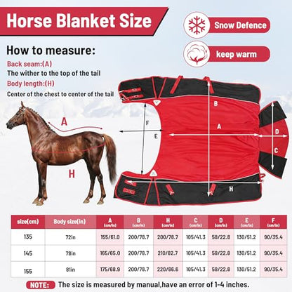 Surcingle Red Turnout Blankets for Horse,1680D Winter Waterproof Horse Blanket, 300g / 14oz Warm Filling Liner, Medium Weight Waterproof Horse Blanket,Warm US 72 in(EU 135 cm) - size: US 72 in(EU 135 cm)