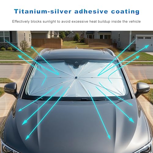 Car Windshield Sunshade Umbrella, Foldable Auto Windscreen Sun Shade Umbrella for Heat Insulation, Portable Windshield Cover Sun Blocker for Cars SUVs Trucks, Car Accessories