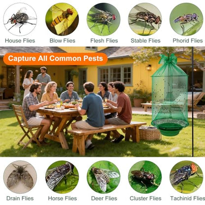 Reusable Outdoor Fly Trap Hanging Fly Catcher with Brush-6 Pack - size: 6 pack