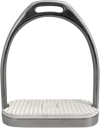 AJ Tack Stainless Steel Fillis Stirrup Irons with Rubber Pads | Classic English Saddle Style, Ideal for Schooling & Show, Stable Support & Proper Alignment, Enhanced Grip, Sold in Pairs - size: 5"