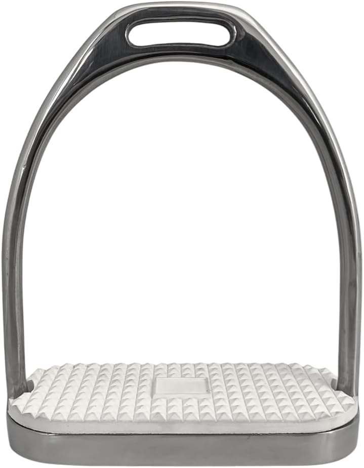 AJ Tack Stainless Steel Fillis Stirrup Irons with Rubber Pads | Classic English Saddle Style, Ideal for Schooling & Show, Stable Support & Proper Alignment, Enhanced Grip, Sold in Pairs - size: 4.75"