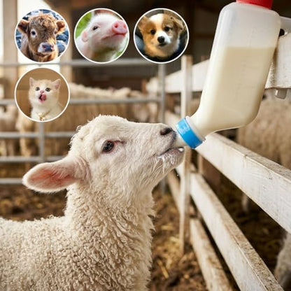 1000ml Lamb Feeding Bottle 2 Pack Hanging Goat Milk Feeder Bottles with Scale Livestock Nursing Bottle for Sheep Dogs Calf Fawns