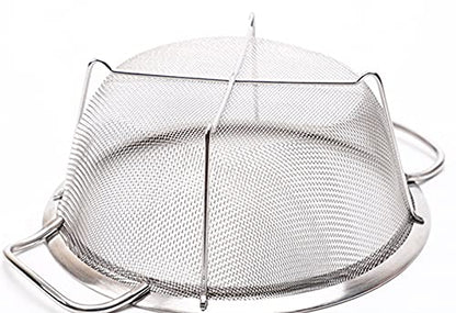 AJIODA Stainless Steel Mesh Colander Strainer Basket, 3 Quart Fine Mesh Net Colander with Heavy Duty Handles & Wide Rim & Resting Feet for Strain, Drain, Rinse, Fry, Steam or Cook Vegetables & Pasta - size: 3 Quart
