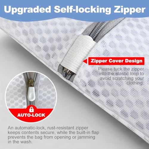 Laundry Bags Mesh Wash Bags for Delicates, Upgraded Honeycomb & Fine Mesh, Extra Durable with Sturdy Zippers, Protect Clothes in Washing Machine Essentials for Home, College & Dorm, 16 x 20 in 3-Pack