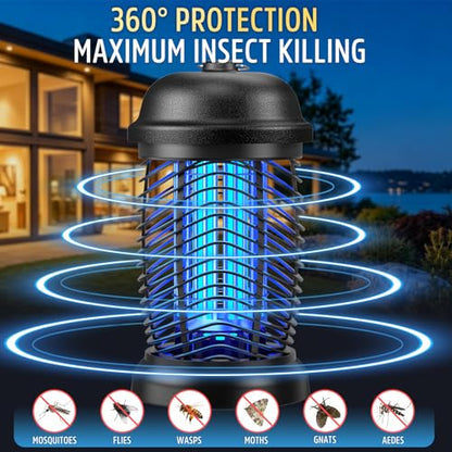 Upgraded Bug Zapper Outdoor, 4200V Electric Mosquito Zapper, Fly Zapper Indoor Fly Traps for Patio & Backyard, 1/2 Acre Coverage
