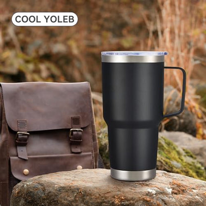 30 oz Stainless Steel Tumblers Bulk with Handle and Lid, 4 Pack - color: Black