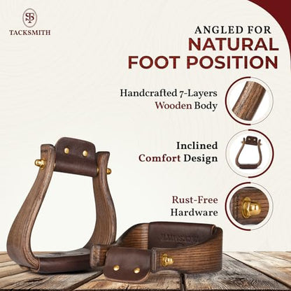 Trailmaster Wooden Western Horse Stirrups, 3 Inch Tread