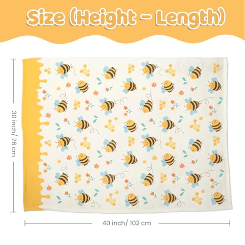 SANDJEST Minky Blanket 2 Pack with Dotted Back 30 x 40 Inches, Gift for Christmas Birthday (Bee, Elephant) - color: Bee X Elephant