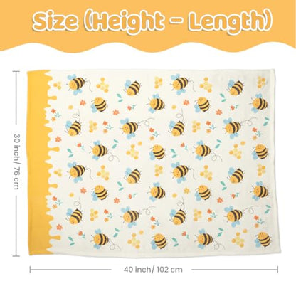 SANDJEST Minky Blanket 2 Pack with Dotted Back 30 x 40 Inches, Gift for Christmas Birthday (Bee, Elephant) - color: Bee X Elephant