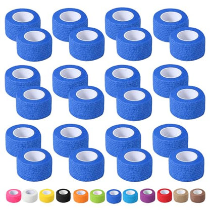24 Pack Self Adhesive Bandage Wrap, 1 in x 5 Yards Vet Wrap Tape Royal Blue - color: Royal Blue, size: 1 IN x 5 YDS - 24 Pack