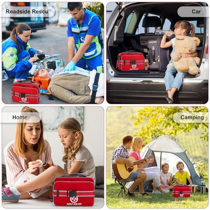 Gevoke Professional 500 Piece Emergency First Aid Kit for Home, Car | Large Complete Medical Kit for Travel, Camping, Truck, Hiking, Sports, Office, Vehicle & Outdoor Emergencies