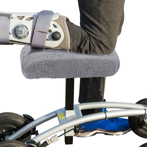 Breling Knee Scooter Pad Cover Faux Sheepskin Scooter Seat Cushion Memory Foam Knee Scooter Cushion Soft Plush Walker Seat Cover Universal for Comfort During Injury(Gray) - color: Gray