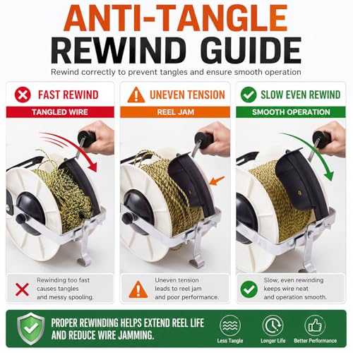 Electric Fence Reel Kit with 3281 ft Polywire, 3:1 Geared Reel - size: 3281 ft X 1 Standard Reel X 1 Guide