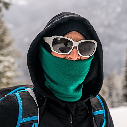 100% Merino Wool - Midweight Neck Gaiter - Skiing Neck Warmer - Winter Face Mask - Multipurpose Headwear - color: Emerald Green