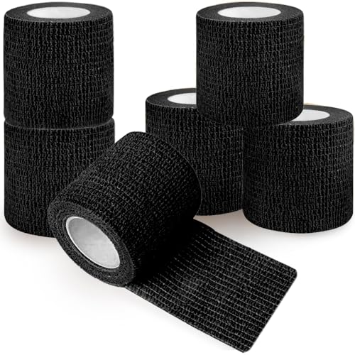 QUMY Self Adhesive Bandage Wrap 6 Pack, Dog Bandage Shoes Wounds 2 in*5 yd - color: Black