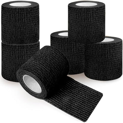 QUMY Self Adhesive Bandage Wrap 6 Pack, Dog Bandage Shoes Wounds 2 in*5 yd - color: Black