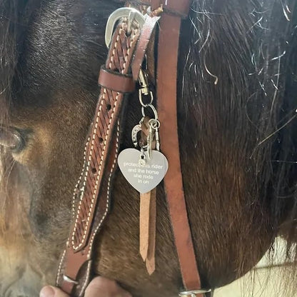 Protect This Rider and The Horse She Rode in On-Saddle Charm, Saddle Heart Charm, Equestrian Riding Gift,Horse Lovers Gifts - color: she