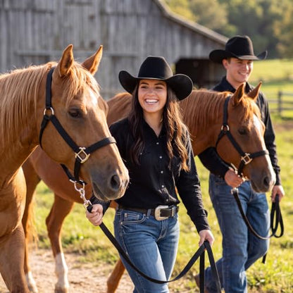 2 Pack Nylon Horse Halter with Reins Adjustable - color: Black