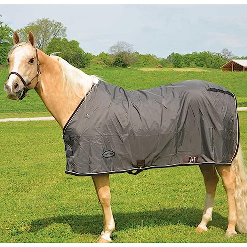 Country Pride 420D Nylon Stable Sheet, Breathable Horse Stall Sheet, Fleece Wither Protection, Adjustable Surcingle & Leg Straps, Lightweight Indoor Horse Blanket, Charcoal Grey with Trim 70