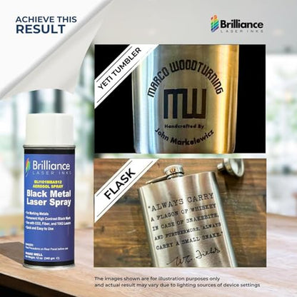 Brilliance Laser Inks 12 Oz Laser Marking Spray - Black, Permanent High Contrast Metal Marker Aerosol for Fiber, YAG, Diode, and CO2 Laser Engraver Machine, BLI101 - color: 1 Pcs