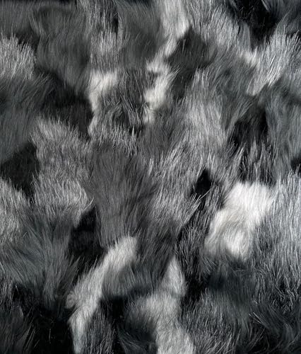 Continuous Yard Faux Fur Fabric Long Pile Tribal Patchwork 58" W/Sold - Multicolor Soft Plush Craft Costume Paws Fake Fur Stuffing Pillows FurSuit Scarf Coat Bag (Gray White Black) - color: Multi-color (Gray White Black)