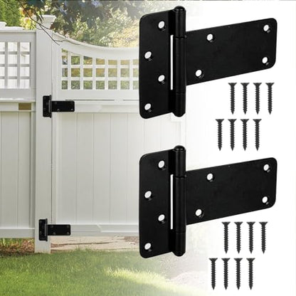 4 Pack 6” Heavy Duty Gate Hinges,280 Lbs Capacity Black Door Hinges | T Gate Hinges, Wrought Hardware for Wooden Fences, Barn Door, Screws Included (6 inches - 4 Pack) -Patent Pending - size: 6 inches - 4 Pack