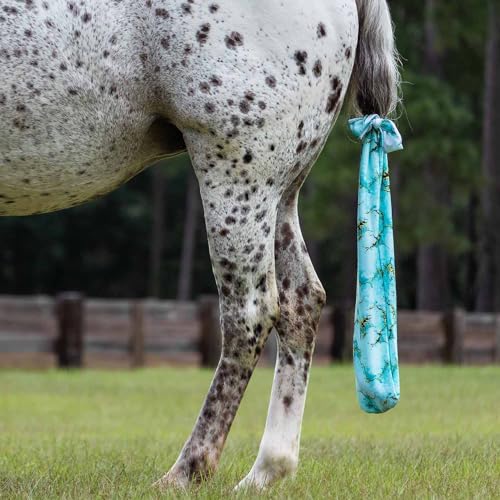 Jeffers Lycra Horse Tail Bag 24" – Stretchy Lycra Material, Breathable Tail Protector, Fast Drying Fabric, Braided Ties, Tail Wrap Cover for Grooming, Stable, Travel & Show Ready Use - Bisbee Blue - color: Bisbee Blue