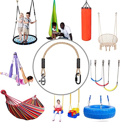 SELEWARE 3ft Tree Swing Rope, Adjustable Hammock Straps Hanging Kit - color: Beige - 2 Pack, size: 3ft