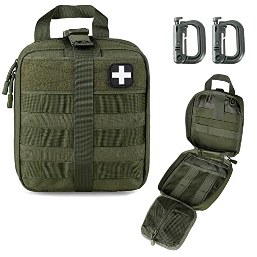 LIVANS 1000D First Aid Bag Empty, Medical Ifak Pouch for Emergency & EMT - color: Army Green(7.1"l X 3.5"w X 8"h)