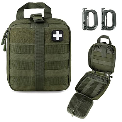 LIVANS 1000D First Aid Bag Empty, Medical Ifak Pouch for Emergency & EMT - color: Army Green(7.1"l X 3.5"w X 8"h)