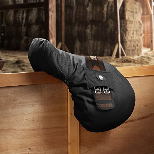 SmithBuilt English Saddle Cover, Black - Breathable, Waterproof Fleece-Lined Fitted Protector - color: Black