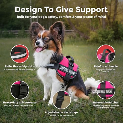 Industrial Puppy Emotional Support Vest Harness, XXS 13.5-17 in, Pink - color: Hot Pink, size: XXS, Fits Girth 13.5-17"