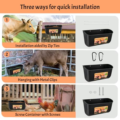 Cieex 3 Pack Hanging Chicken Feeder, Duck Feeder for Outside with Clips