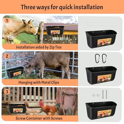Cieex 3 Pack Hanging Chicken Feeder, Duck Feeder for Outside with Clips