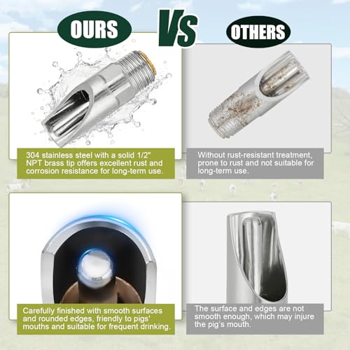 20 Pack Pig Water Nipple, 1/2" NPT Automatic Pig Nipple Waterer | Stainless Steel, Pig Water Feeder, Pig Waterer for Sows Piglets Drinking, Nipple Drinker