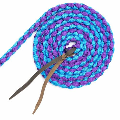 Jeffers Equine Braided Mule Tape Halter with 10' Detachable Lead Rope Set for Horses, 14 to 18 Hands - Stylish Design with Adjustable Poll Strap, Easy to Use Western Tack - Turquoise & Purple - color: Turquoise & Purple