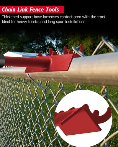 Red Chain Link Fence Heavy Duty Top Rail Fabric Hanging Tool, 15.7 Inch Chain Link Fence Tools with Anti Slip Handle Including Connection Hook Fit for Fixing Fences on Farms, Pastures, Garden Barriers - size: Red