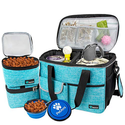 PetAmi Dog Travel Bag Organizer, Pet Supplies Diaper Tote, Teal Blue Medium - color: Sea Blue, size: Medium - 14.5"L x 8"W x 12.0"H