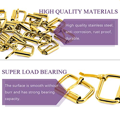 Swpeet 60Pcs 1 Inch / 25mm Heavy Duty Metal Ring Buckle Webbing Belts - color: Gold, style: Metal Roller Buckles