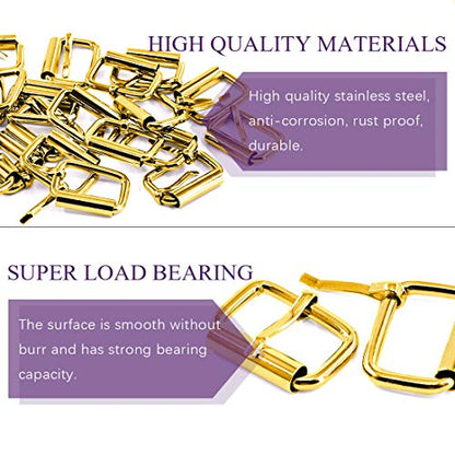 Swpeet 60Pcs 1 Inch / 25mm Heavy Duty Metal Ring Buckle Webbing Belts - color: Gold, style: Metal Roller Buckles