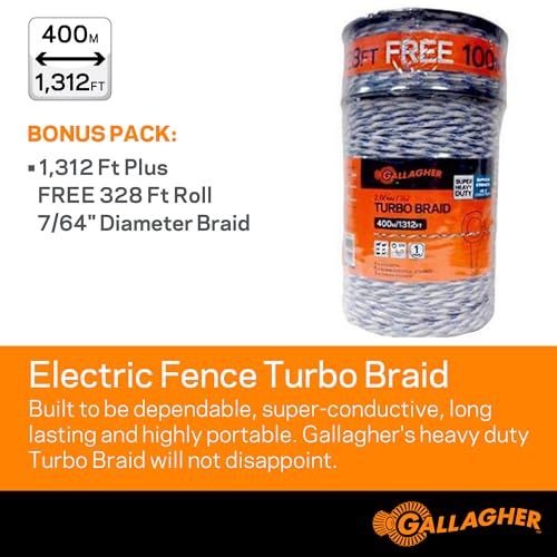 Gallagher S30 Solar Electric Fence Charger with 1640ft Highly Conductive Braided Turbo Wire | Effectively Contain Livestock, Protect Property, and Deter Wildlife